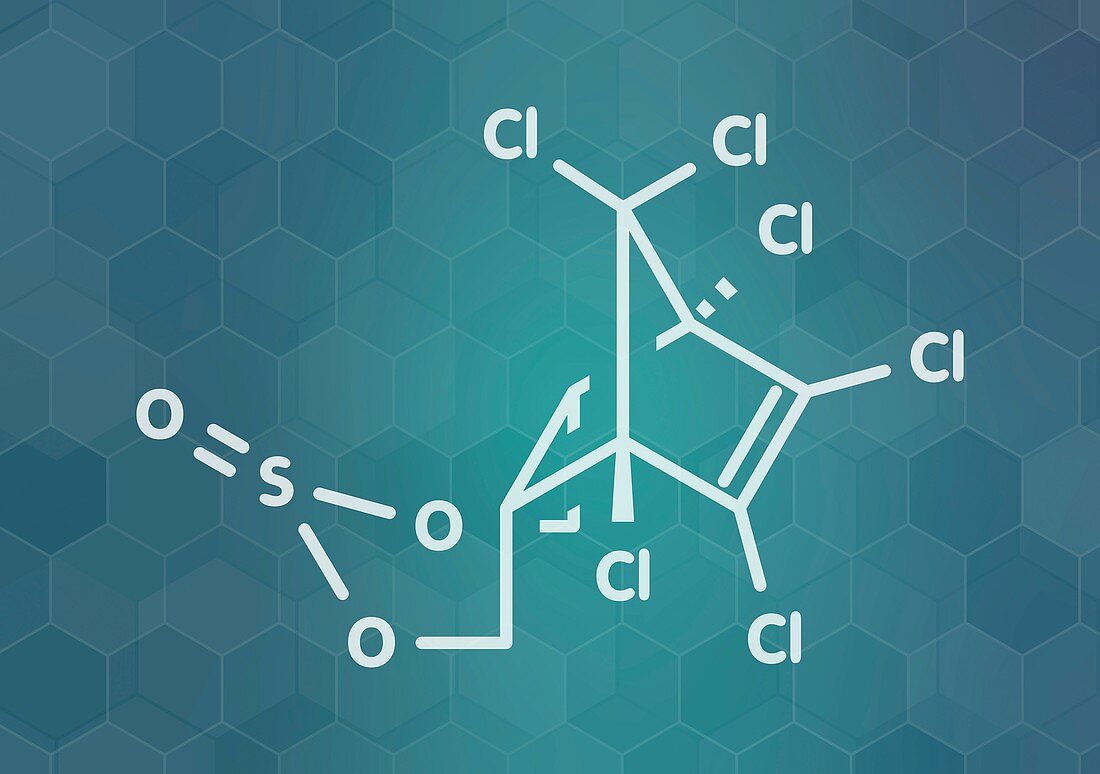 Endosulfan insecticide molecule, illustration
