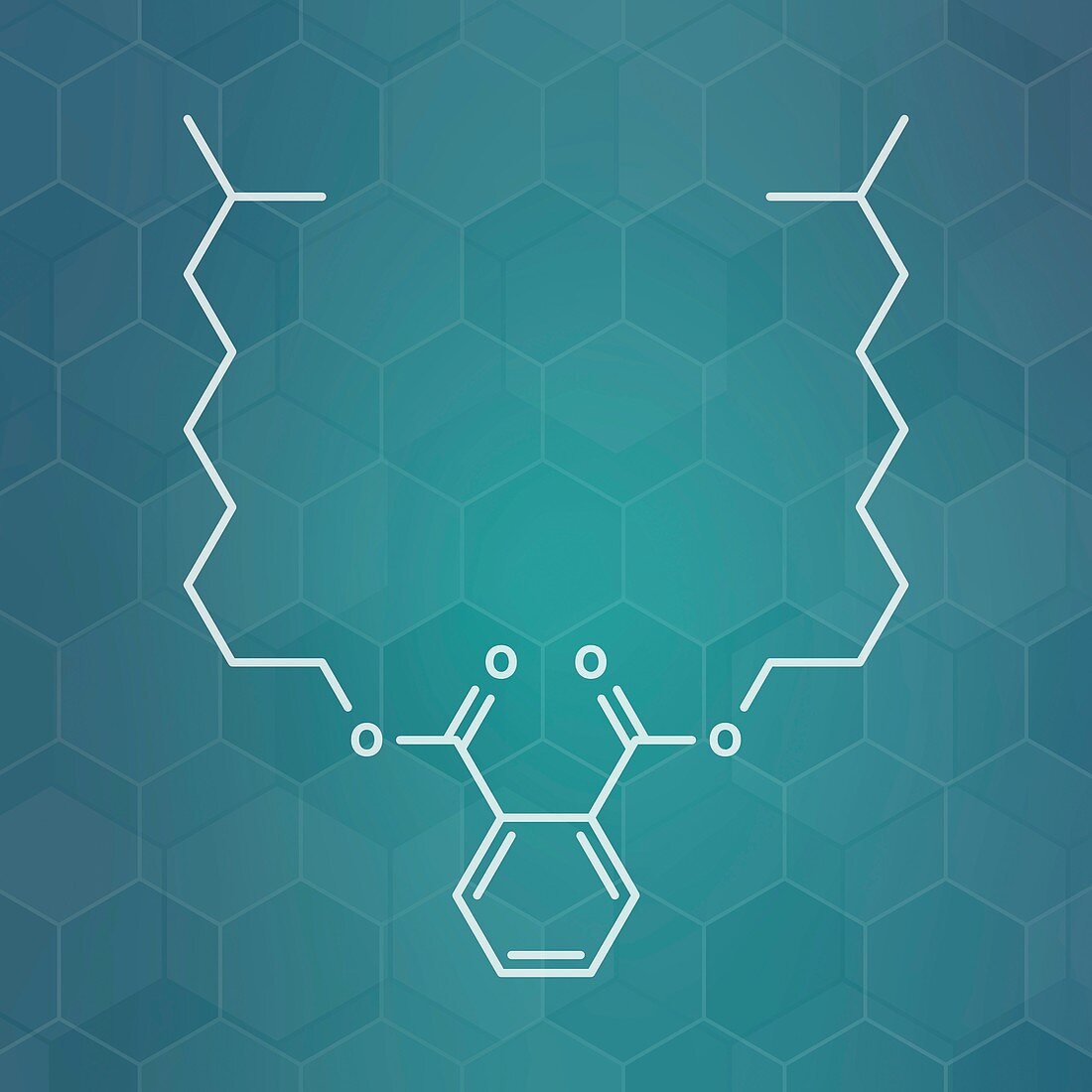 Diisodecyl phthalate plasticizer molecule, illustration