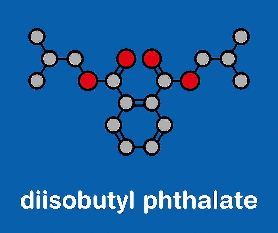 Diisobutyl phthalate plasticizer molecule, illustration