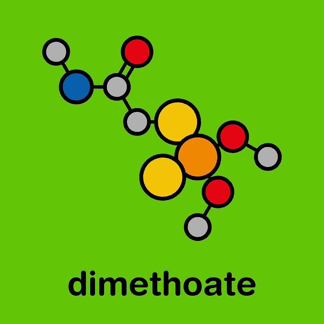 Dimethoate insecticide molecule, illustration