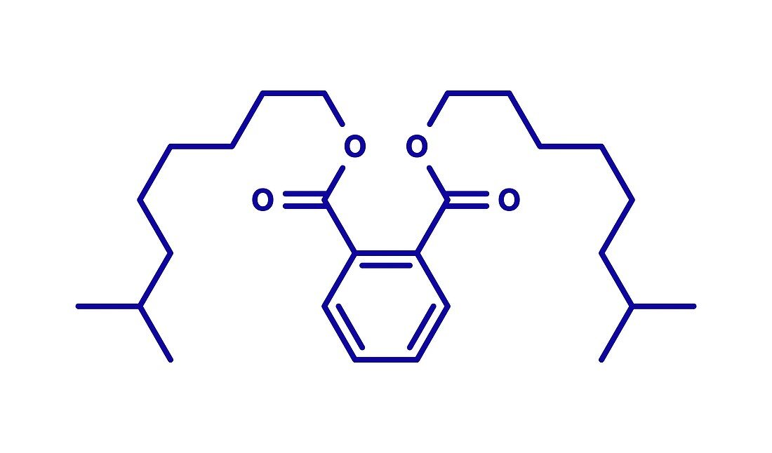 Diisononyl phthalate plasticizer molecule, illustration