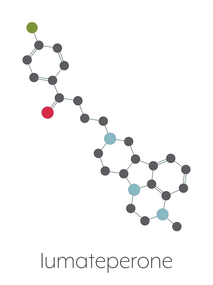 Lumateperone antipsychotic drug molecule, illustration