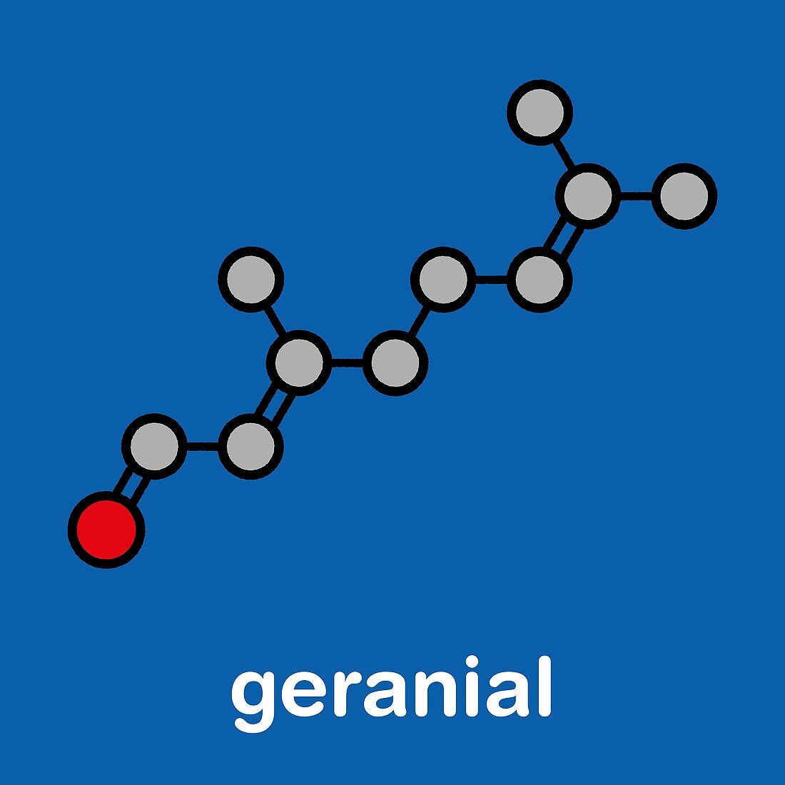Geranial lemon fragrance molecule, illustration