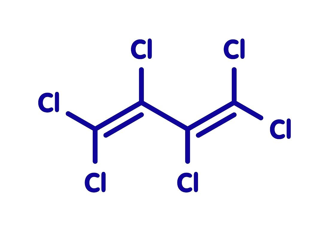 Hexachlorobutadiene solvent molecule, illustration