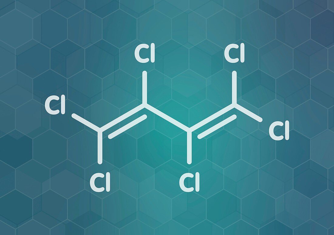 Hexachlorobutadiene solvent molecule, illustration