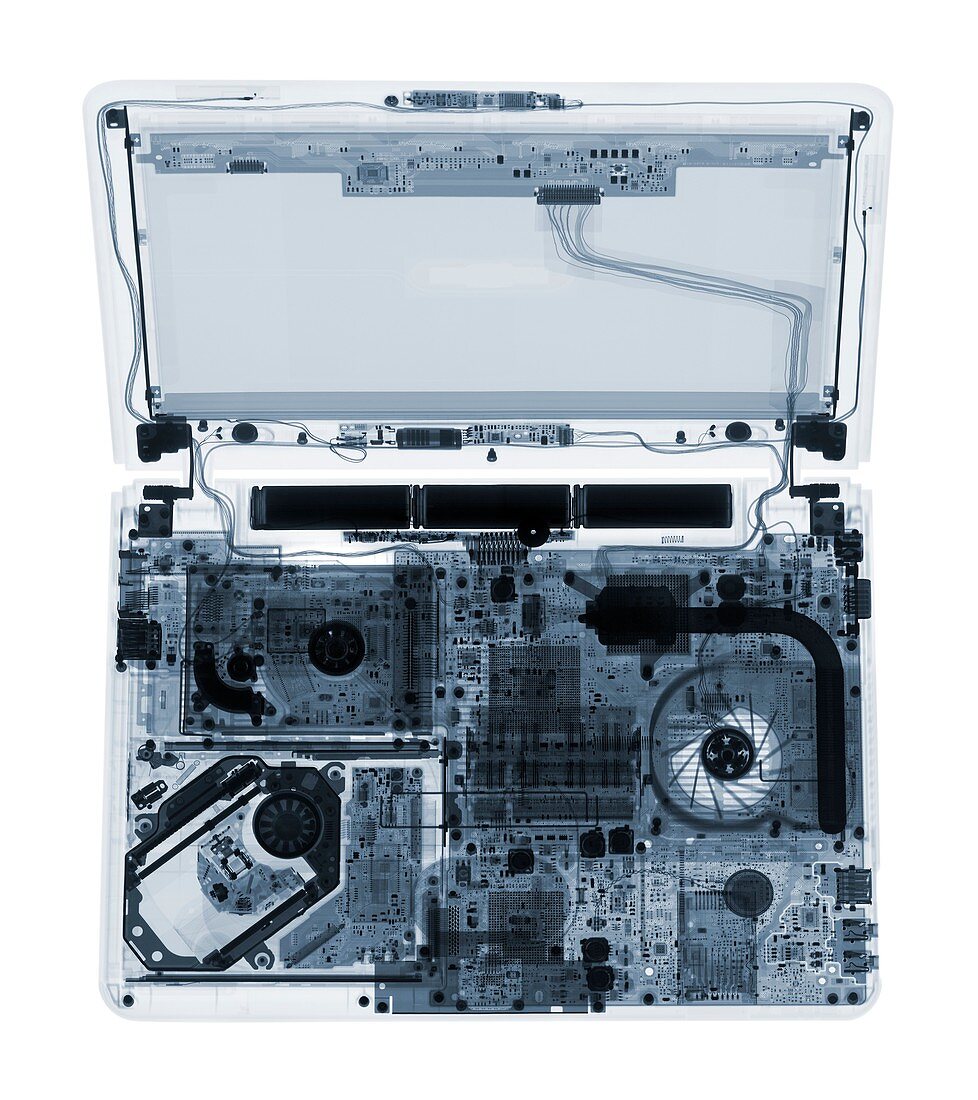 Open laptop, X-ray