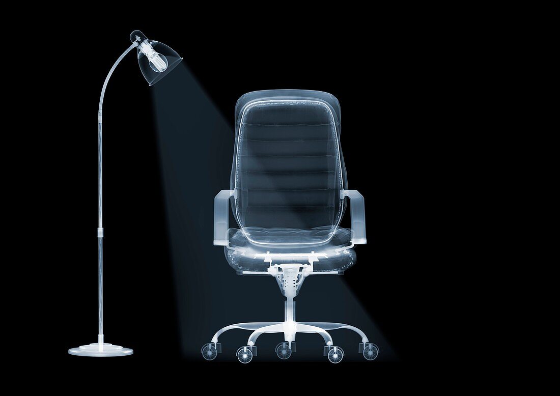 Floor lamp and office chair, X-ray