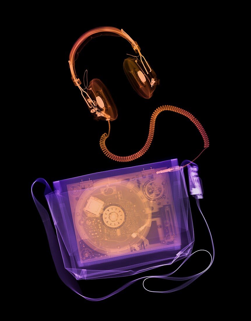 Bag, dj decks and headphones, X-ray