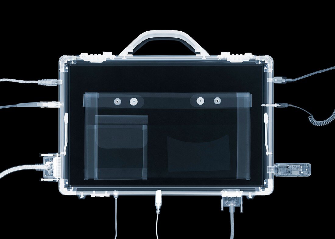 Briefcase with electronic connections, X-ray