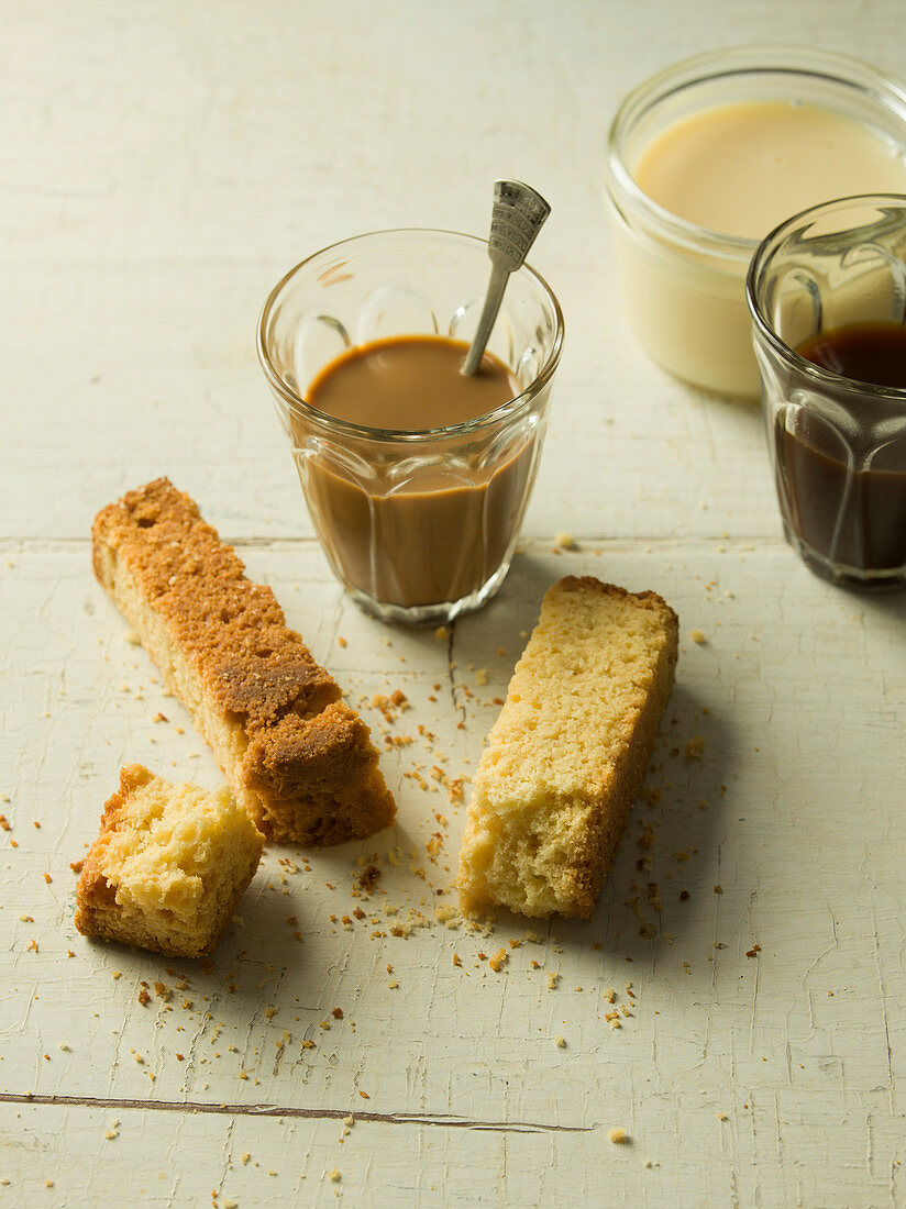 Buttermilk Rusk and coffee with condensed milk