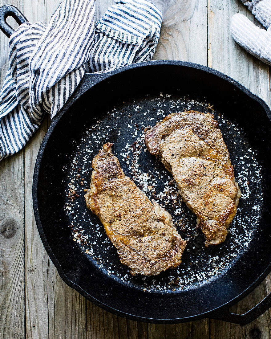 Meat in a frying pan