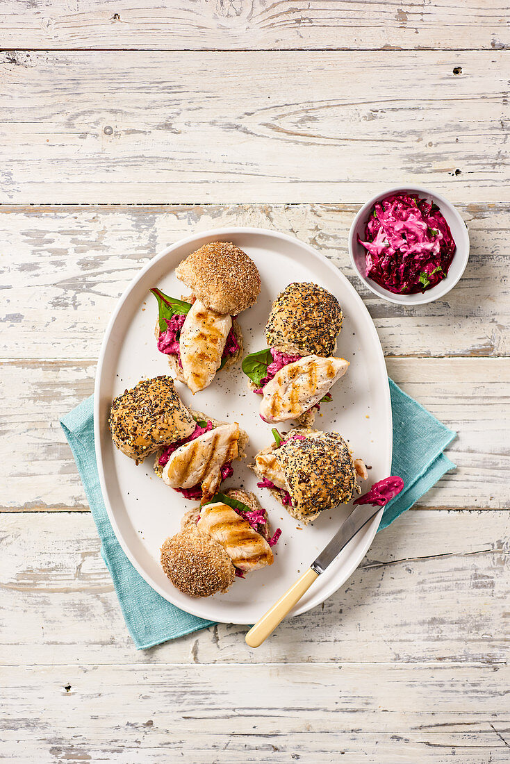 Chicken Sliders With Beetroot
