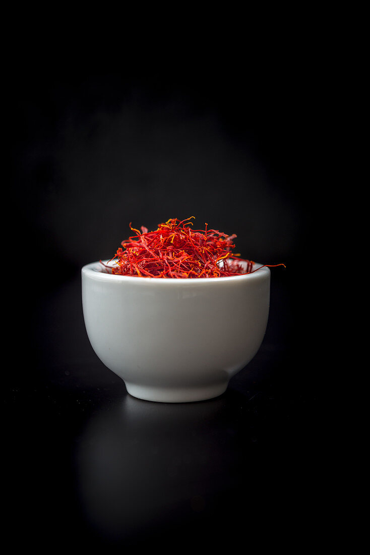 Saffron in a white bowl