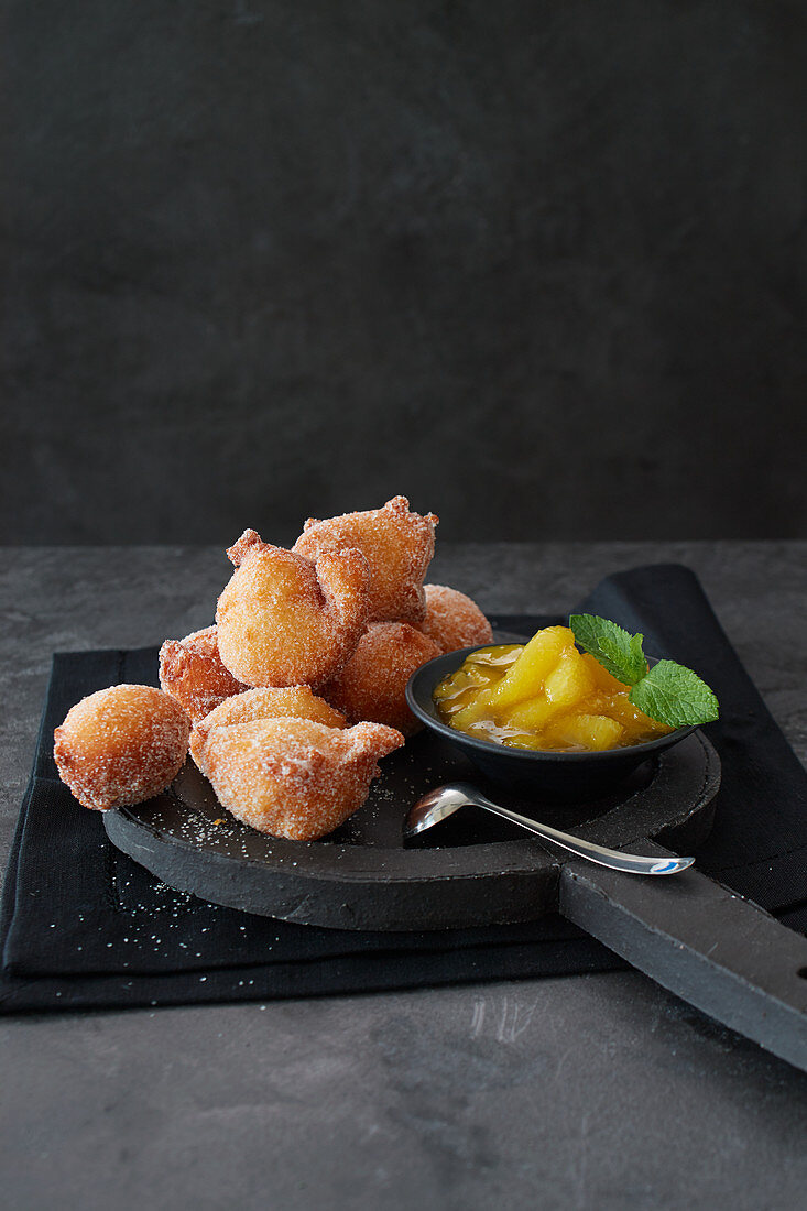 Cottage cheese fritters with orange dip