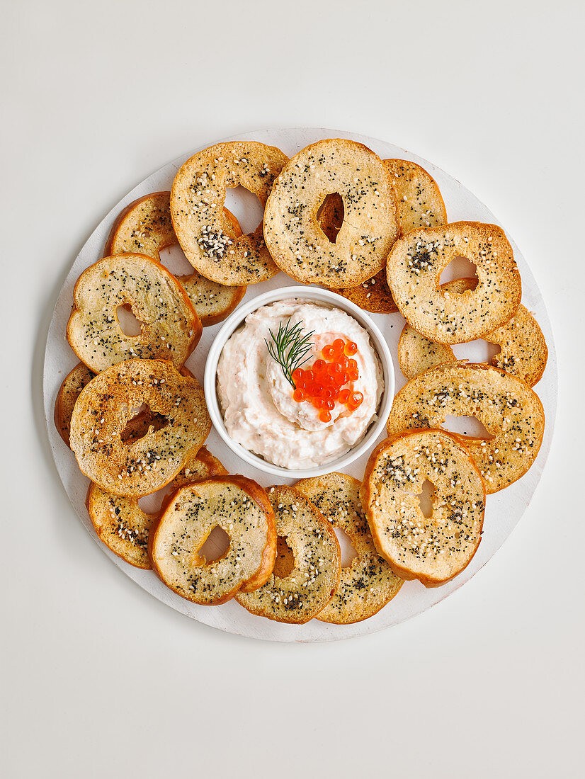 Smoked Salmon Mousse with Bagel Crisps