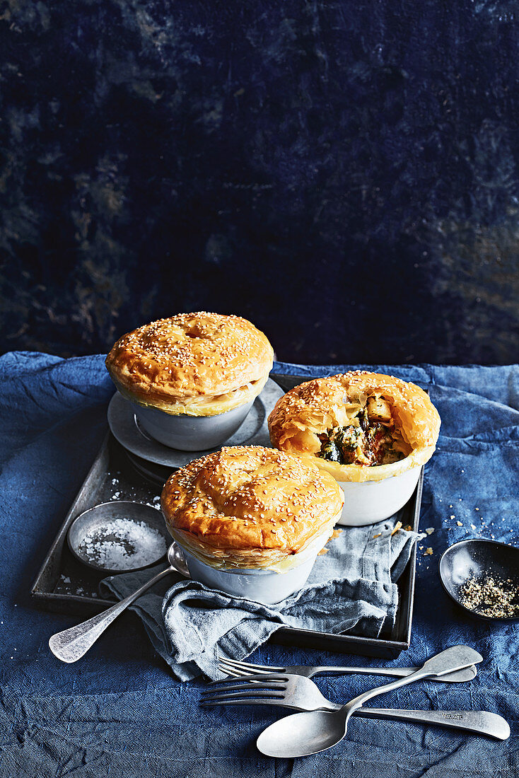 Vegetable and feta pot pies