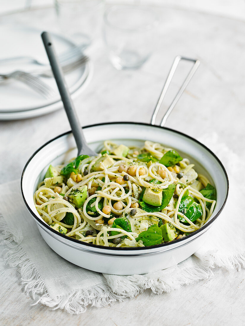 Pantry pasta with green vegetable