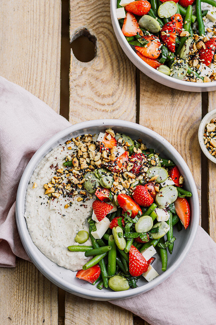 White bean hummus and bean salad