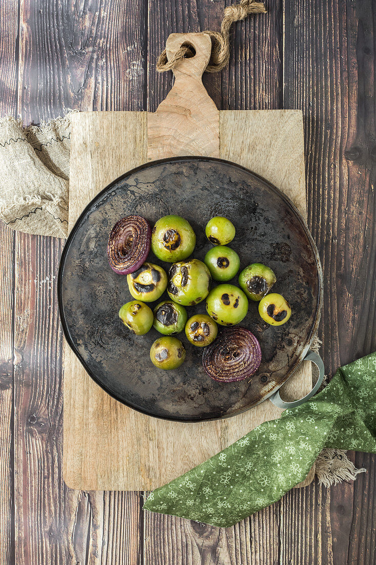 Roasted tomatillos