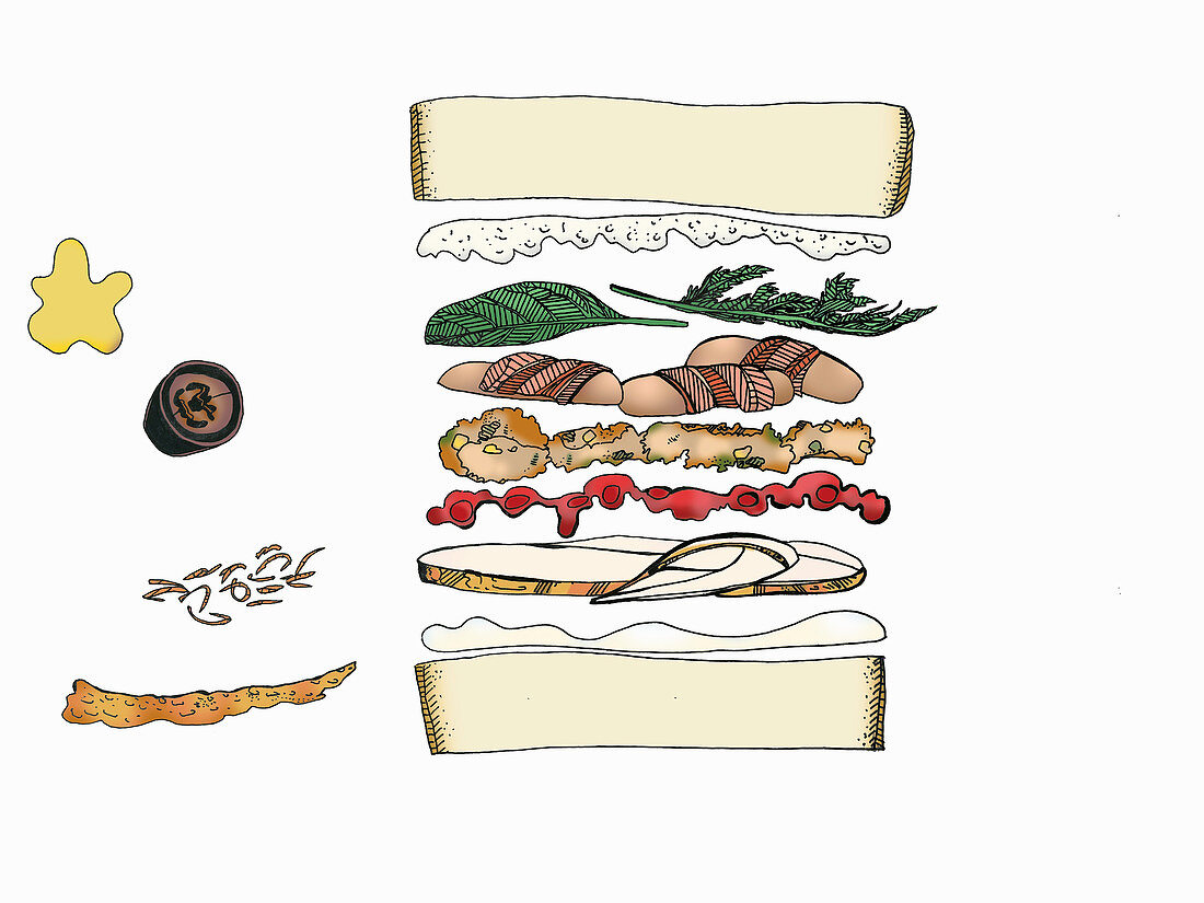 Geschichtetes Sandwich (Illustration)