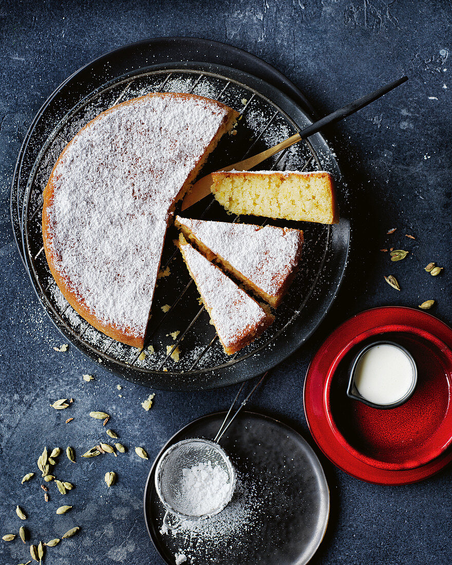 Orange cake with cardamom custard