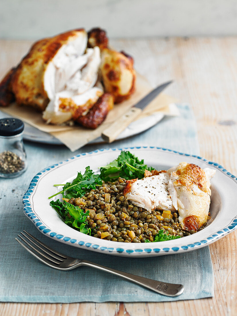 Spiced lentils with chicken breast