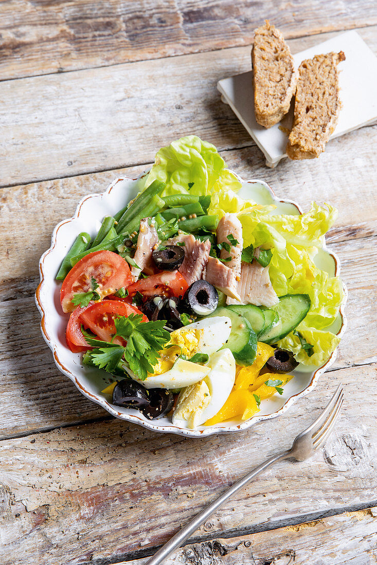 Summer salad with trout