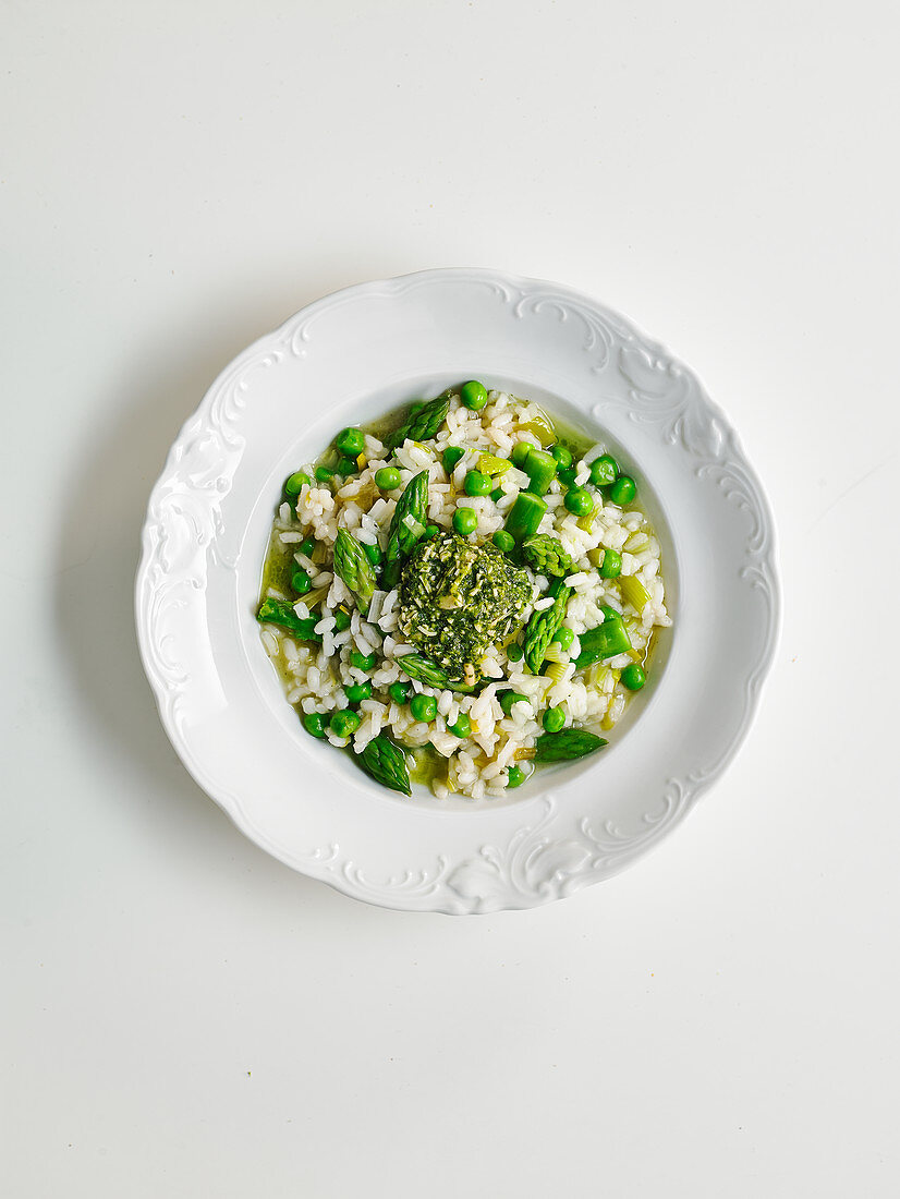 Spring green and asparagus risotto