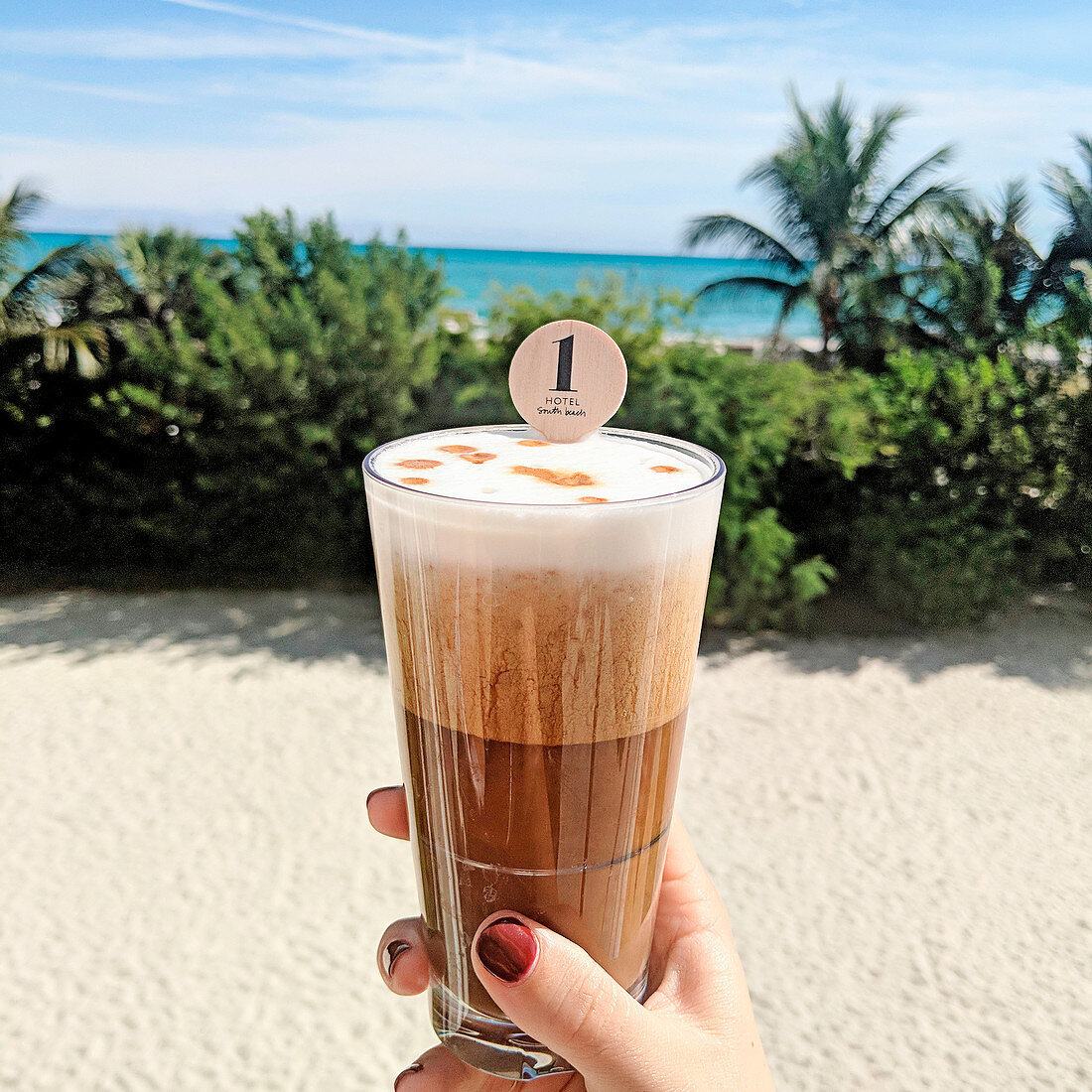 A coffee overlooking Miami Beach, USA