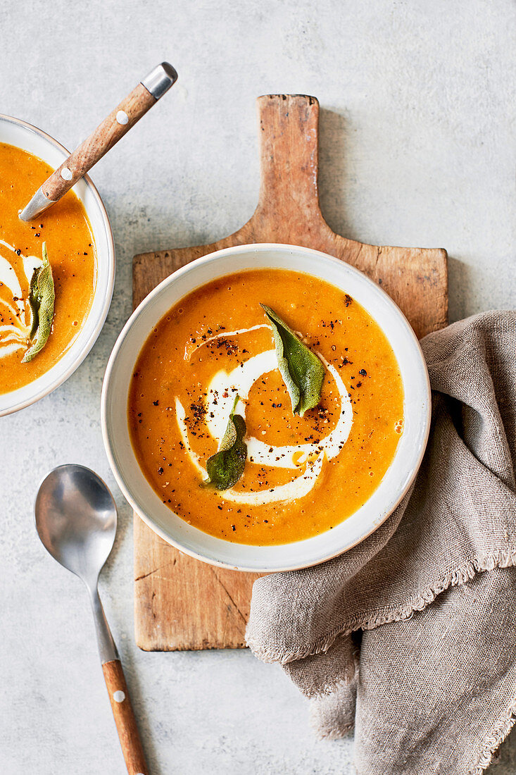 Roasted roots and sage soup