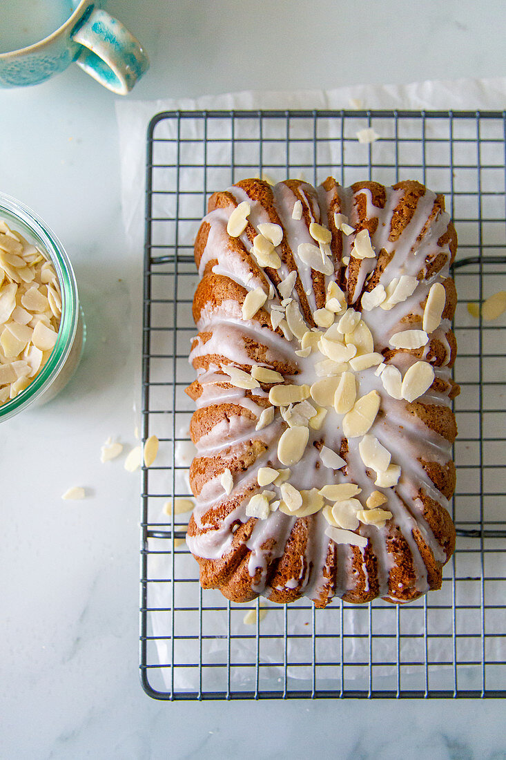 Almond cake with amaretto glaze