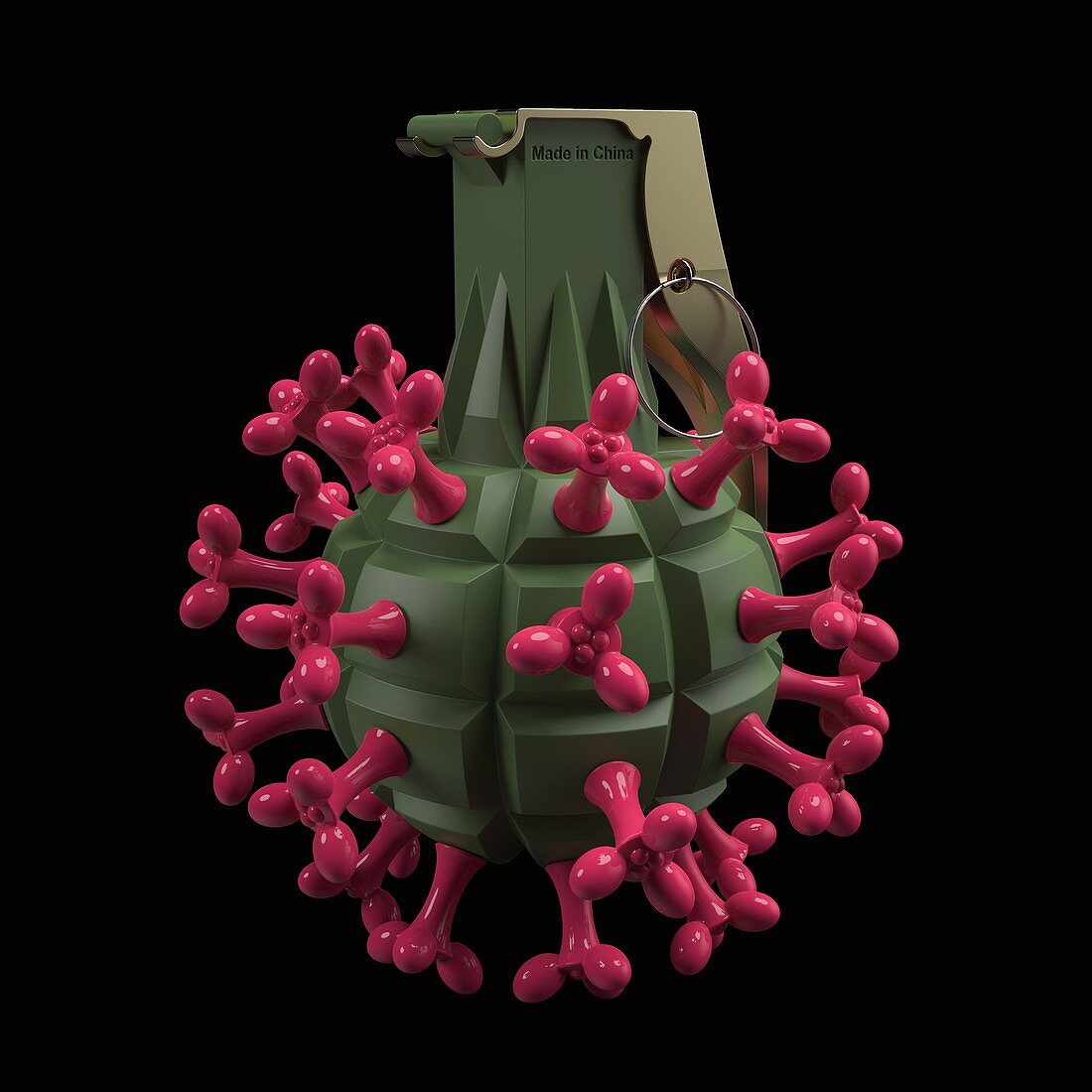 Coronavirus hand grenade, illustration