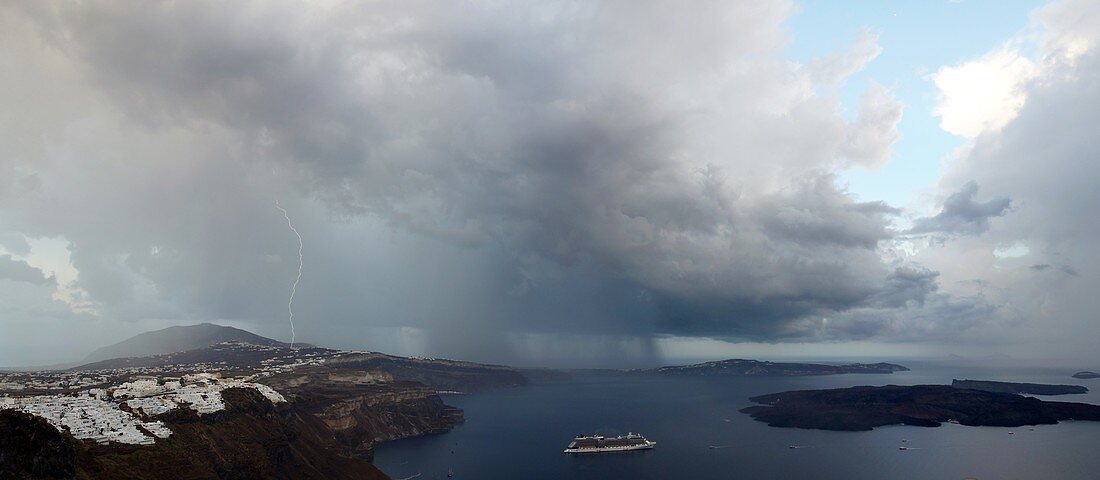 Thunderstorm over Profitis Ilias, Santorini, Greece