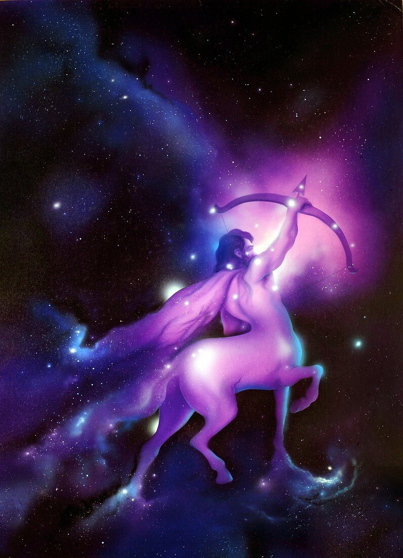 Sagittarius zodiac sign, illustration
