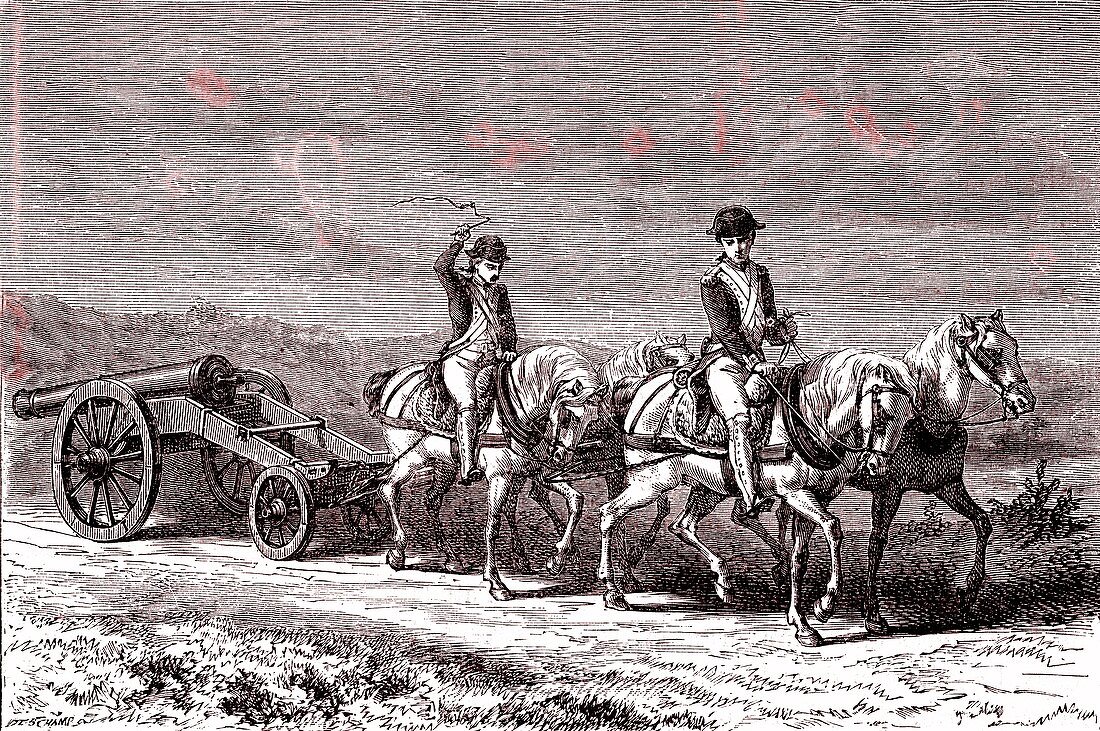 17th century artillery team, illustration