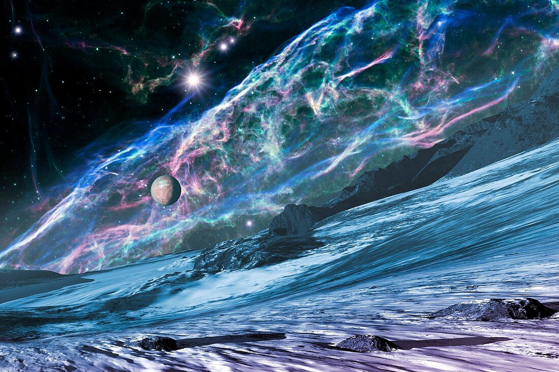 Veil nebula supernova remnant, illustration