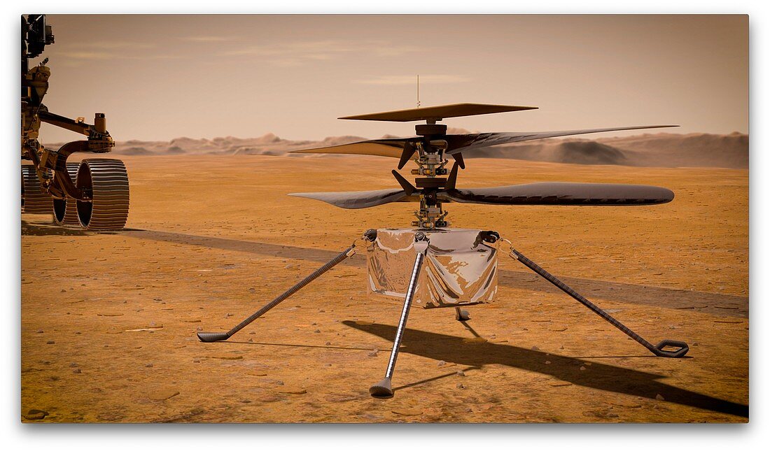 Mars 2020 helicopter on Mars, illustration