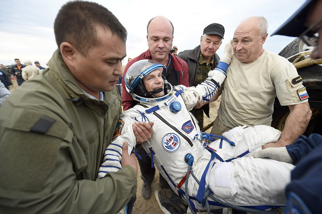 Danish astronaut Andreas Mogensen after Soyuz landing