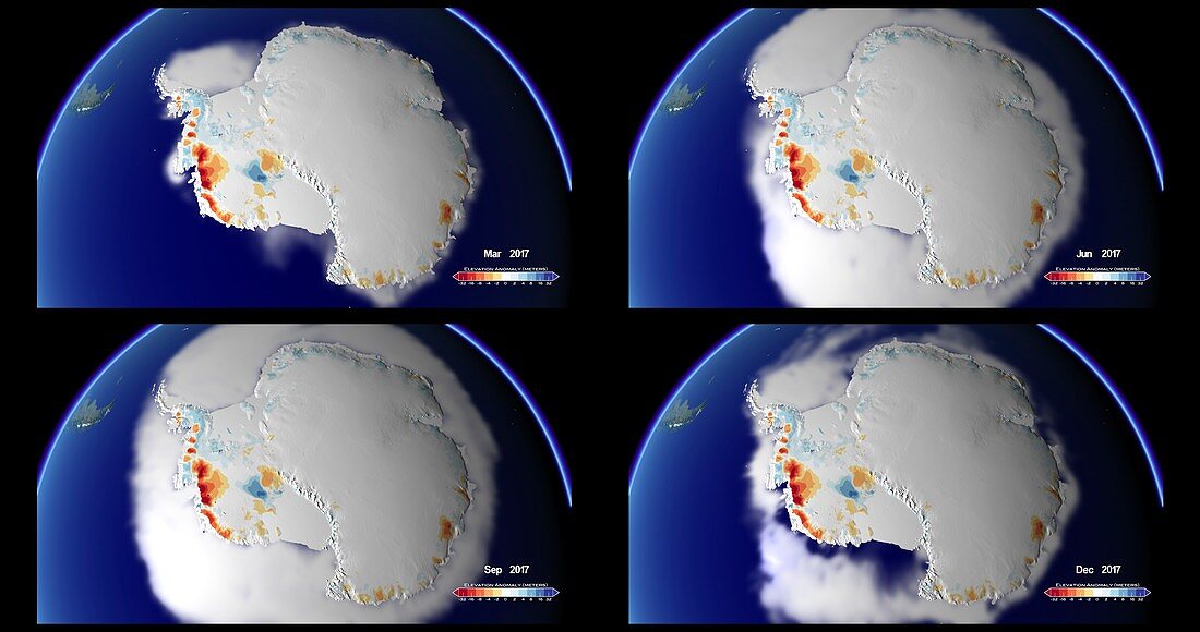 Antarctic land ice fluctuations, 1993-2017