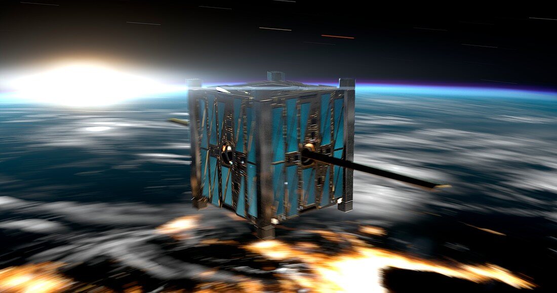 CubeSat in orbit, illustration