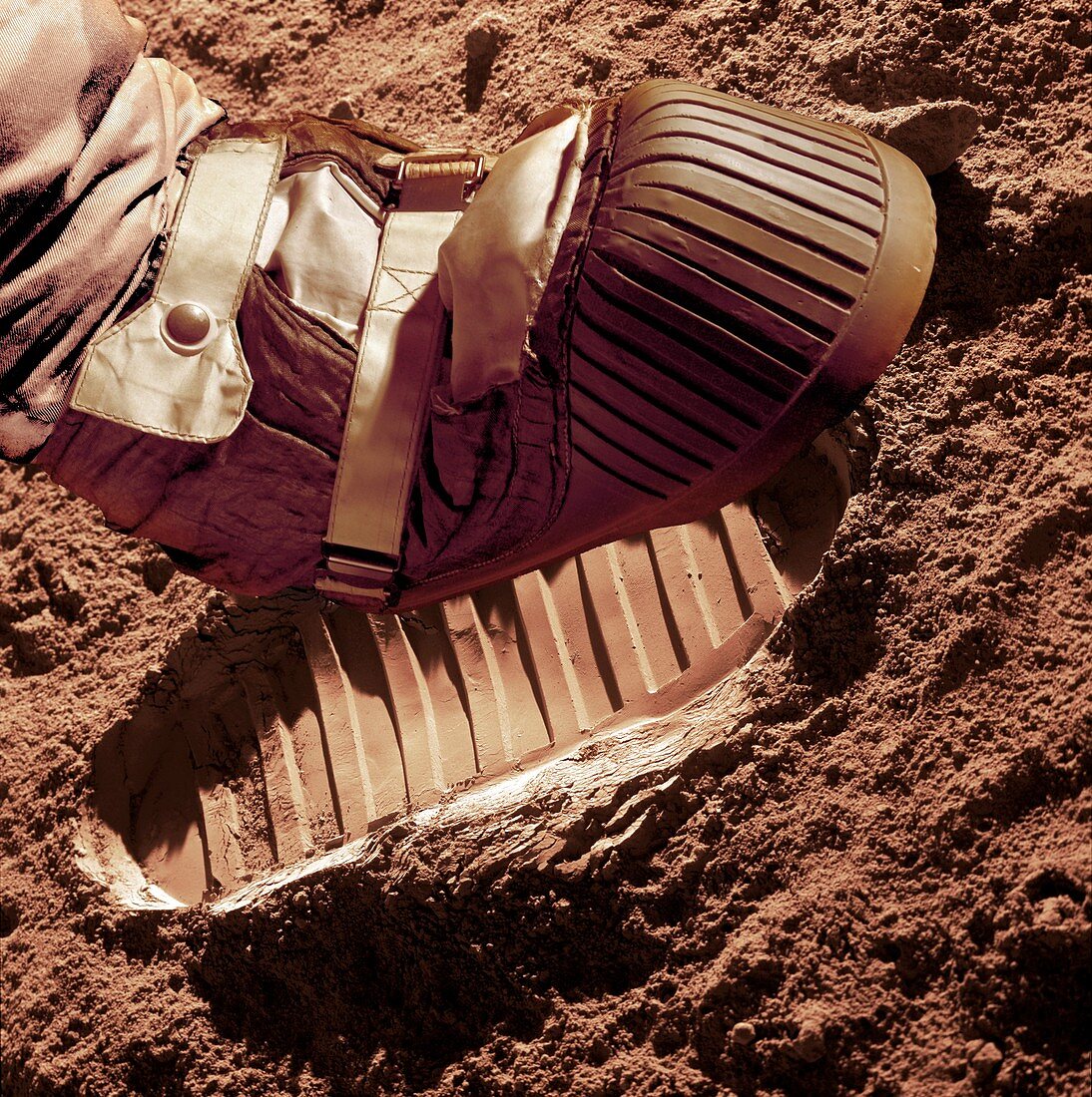 First step on Mars, illustration