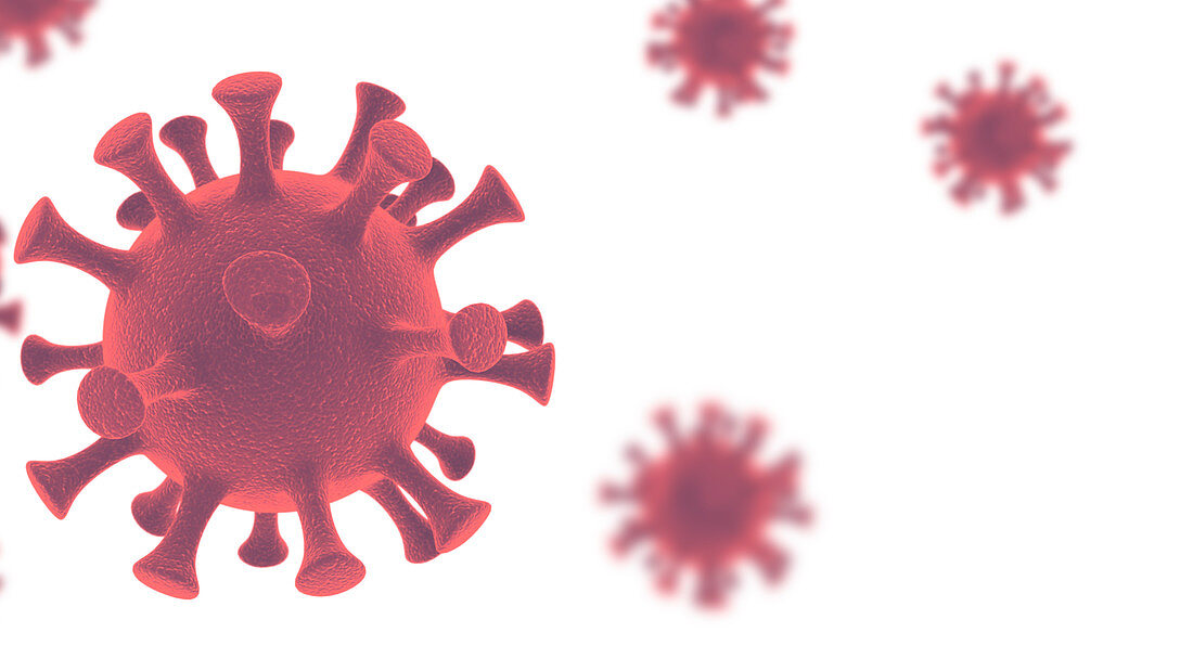 Covid-19 coronavirus particles, illustration