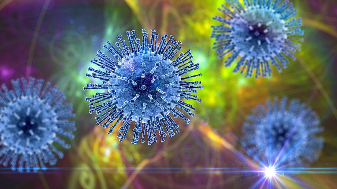 Coronavirus particles, illustration