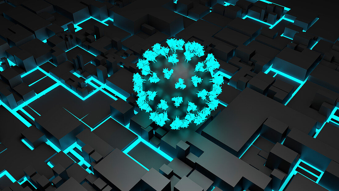 AI virus research, conceptual illustration