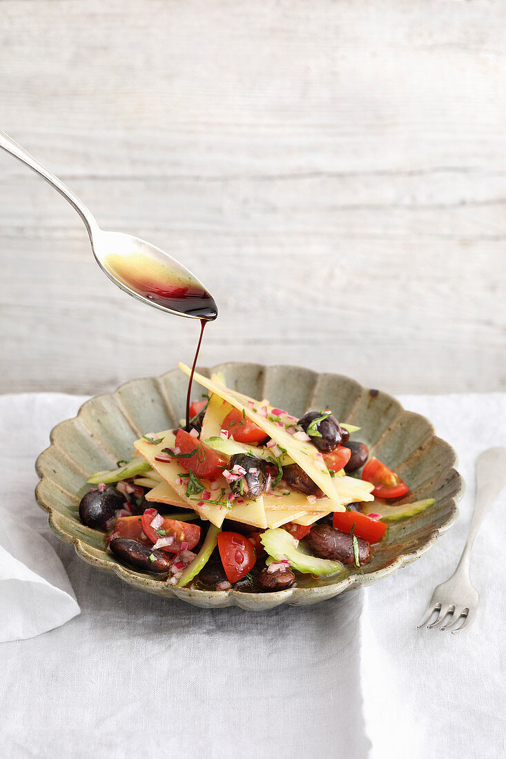 Preserved cheese with a Styrian runner bean salad