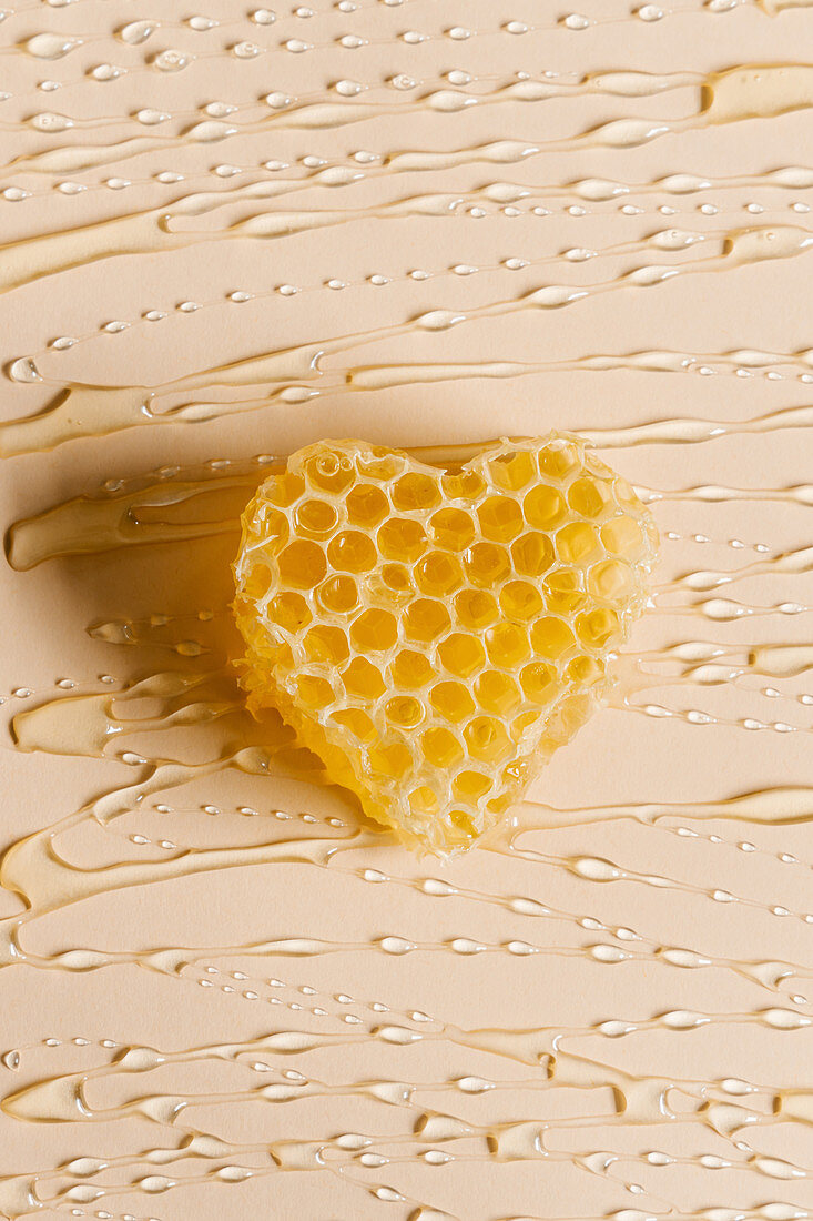 Honeycomb in heart shape background