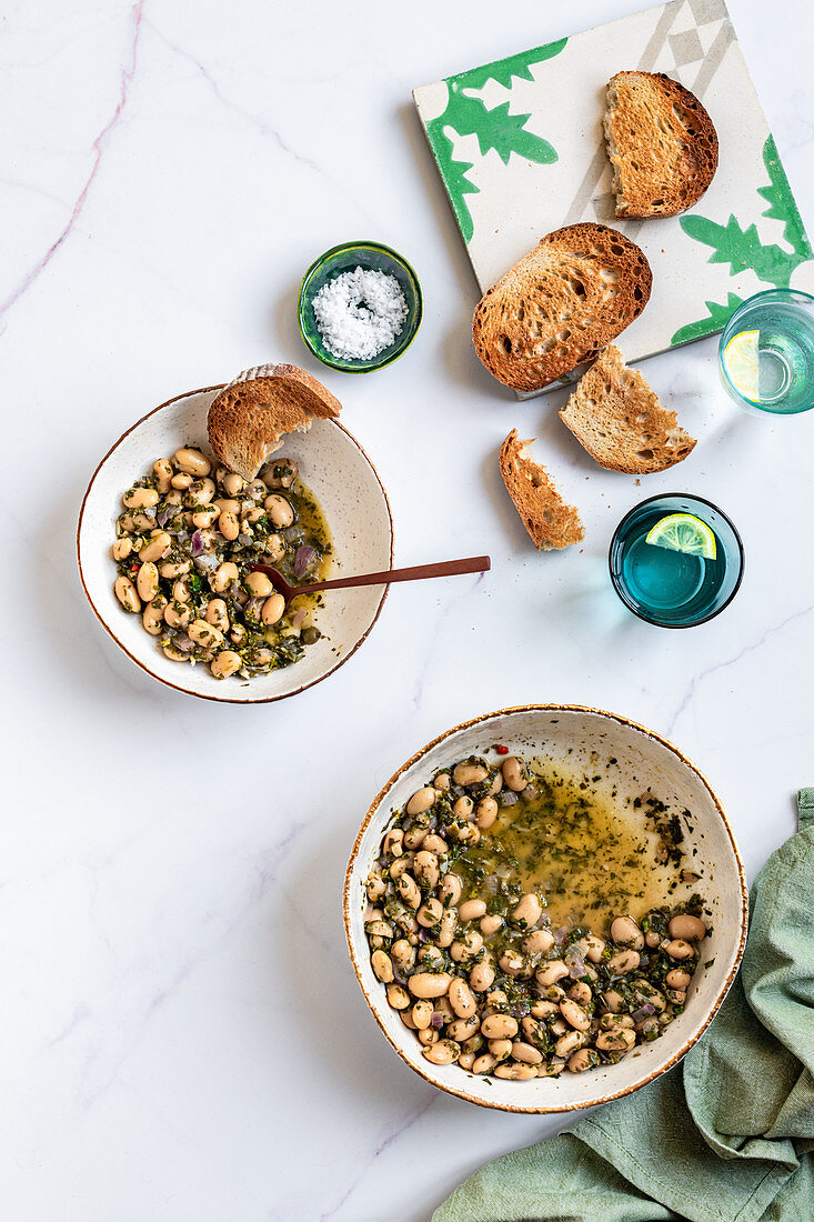 Butter Beans with salsa verde and toast