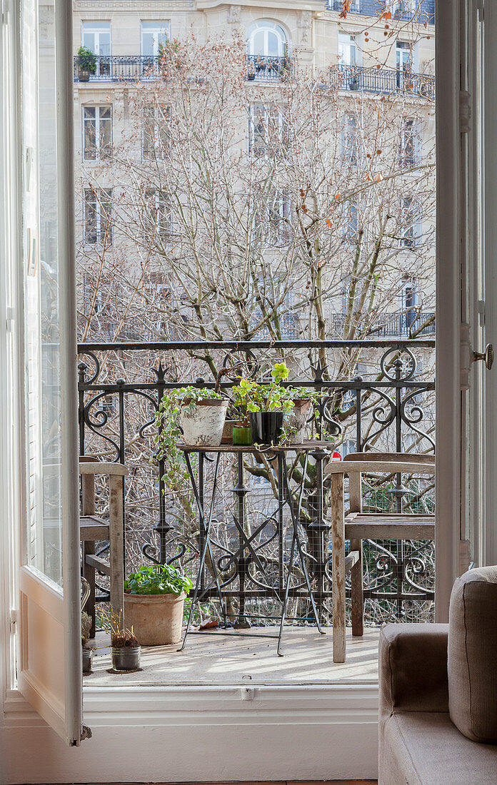 View through open doors onto balcony