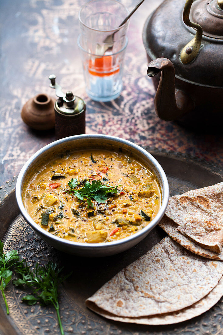 Lentil curry with chapati
