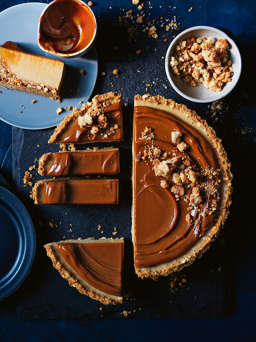Salted caramel and pretzel cheesecake